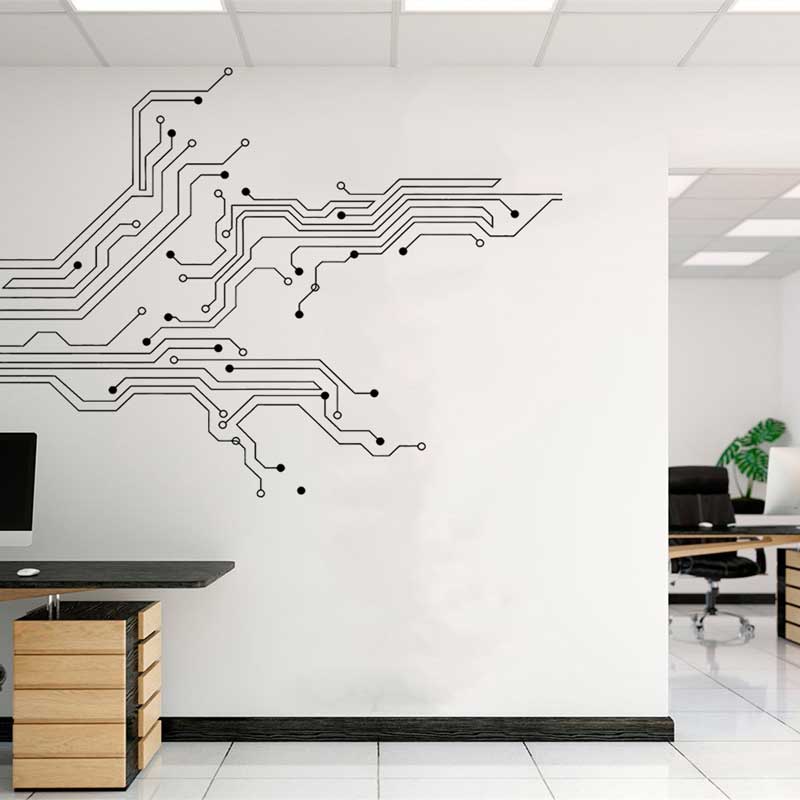 Home Cinema Room - เทคโนโลยี Circuit Board สติ๊กเกอร์ไวนิลติดผนัง Gamer ห้องคอมพิวเตอร์