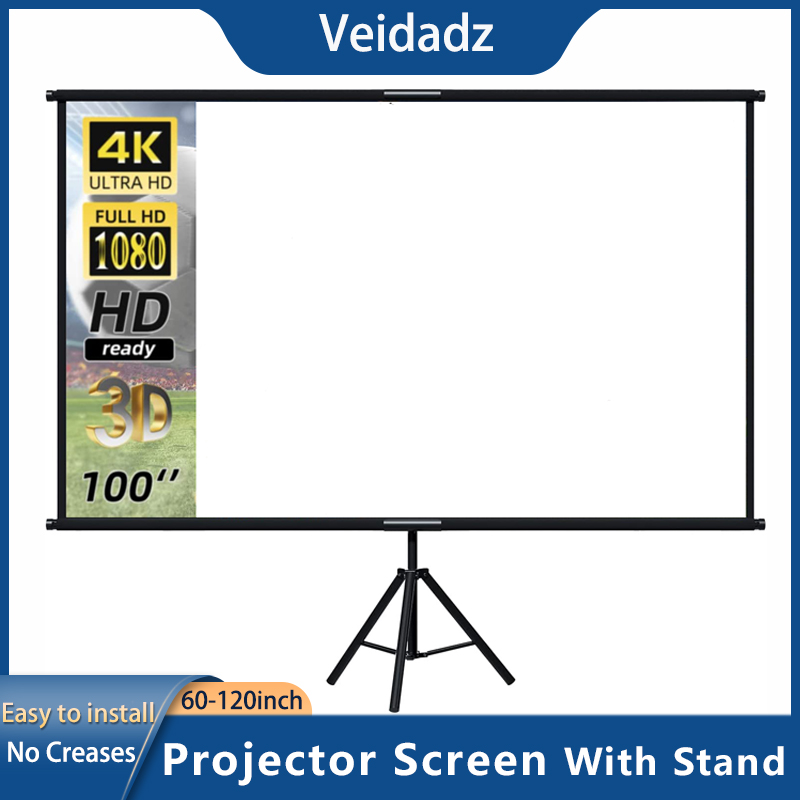 Home Cinema Blanc - VEIDADZ โปรเจคเตอร์หน้าจอขาตั้งพับได้สีขาว Less Creases 60 84