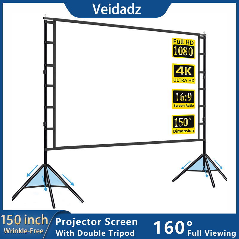 Home Cinema Blanc - VEIDADZ จอโปรเจคเตอร์พร้อมขาตั้ง สีขาว ไร้ริ้วรอย 160 °