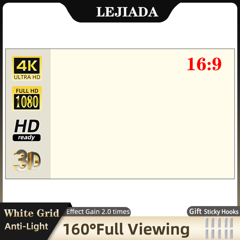 Home Cinema Blanc - Lejiada หน้าจอโปรเจคเตอร์160กันแสงสีขาว60-130นิ้ว ° มุมมองสะท้อนแสงหน้าจอในร่มกลางแจ้งภาพยนตร์