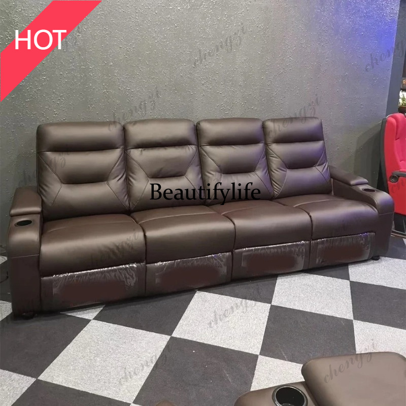 Home Cinema Recliners - ชุดโซฟาหนัง A49 พร้อมที่นั่งปรับเอนด้วยระบบไฟฟ้า, โซฟาปรับเอนไฟฟ้าสำหรับโรงภาพยนตร์, โซฟาห้องนั่งเล่นสไตล์นอร์ดิก