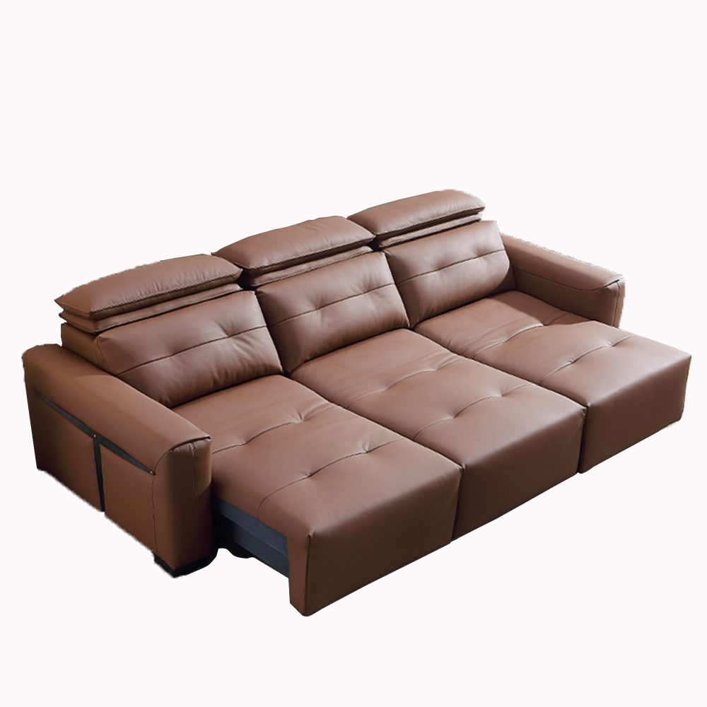 Home Cinema Room - เตียงโซฟาไฟฟ้าแบบปรับได้หนังแท้พร้อมพนักพิงศีรษะแบบปรับได้ เตียงโซฟาพับได้อเนกประสงค์สําหรับห้องนั่งเล่น Cinema