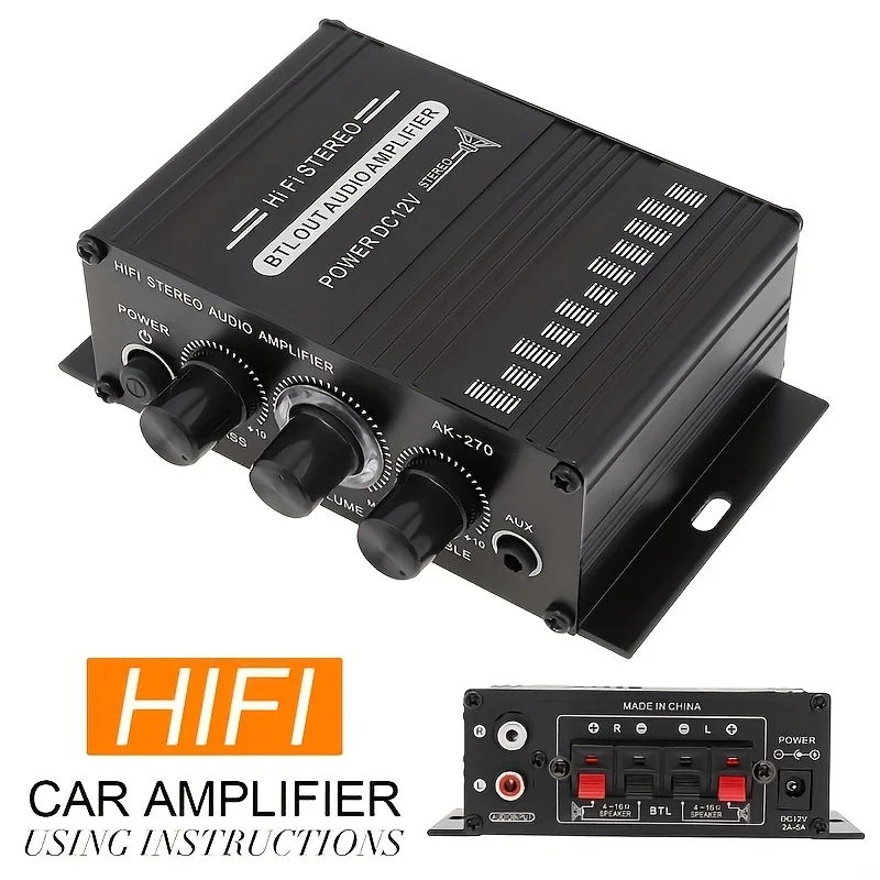 Klipsch Home Cinema - AK-270 400W มินิเพาเวอร์แอมป์ 12V/24V 2.0 แชนเนลสเตอริโอแอมป์เสียงไฮไฟสำหรับโฮมเธียเตอร์ระบบขนาดกะทัดรัด