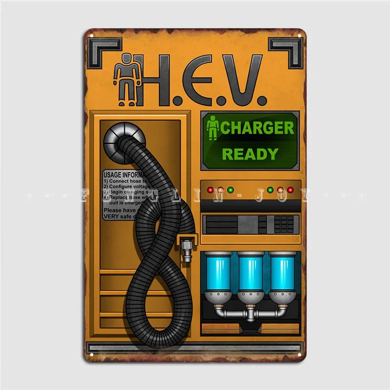 Home Cinema Theatre - ป้ายโลหะ Half Life Hev Charger สำหรับตกแต่งผนังบ้าน