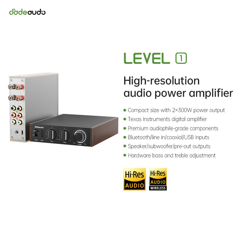 Klipsch Home Cinema - เจดออดิโอ เลเวล 1 เดสก์ท็อปไฮไฟบลูทูธแอลดีเอคแอมพลิฟายเออร์, 2×300W คลาส