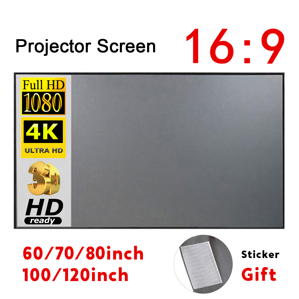 Home Cinema Blanc - ม่านหน้าจอโปรเจคเตอร์แบบพกพาที่เรียบง่ายป้องกันแสง60/70/80/100/120นิ้วสำหรับกลางแจ้งในบ้านโปรเจคเตอร์สำนักงาน
