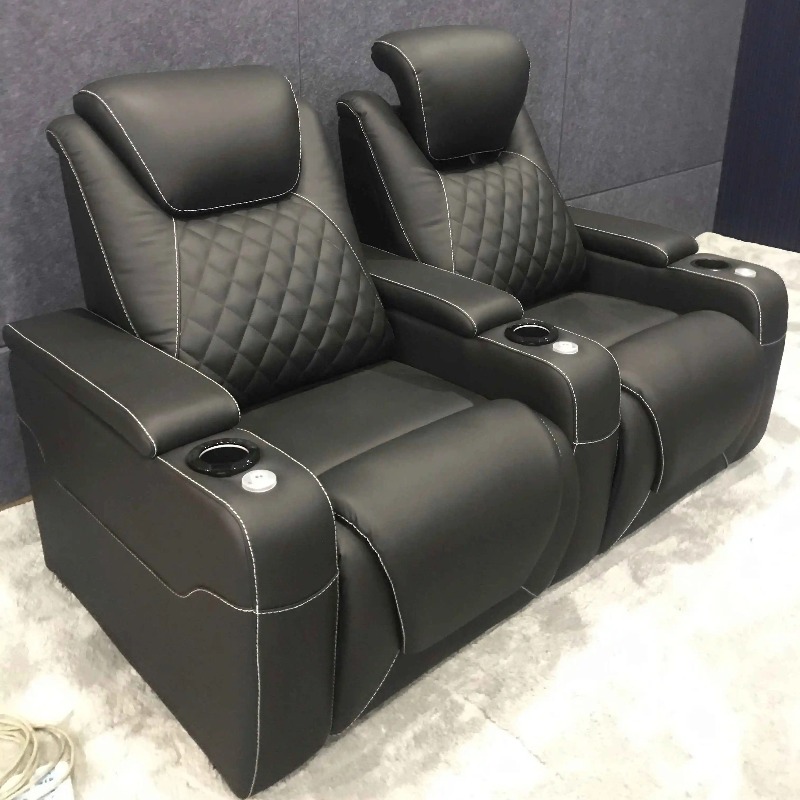 Home Cinema Recliners - เก้าอี้โรงหนังดีไซน์บ้านพักตากอากาศ เฟอร์นิเจอร์โรงหนัง หนังแท้ เย็บลายเพชร เก้าอี้เอนนอนดูหนัง โซฟา