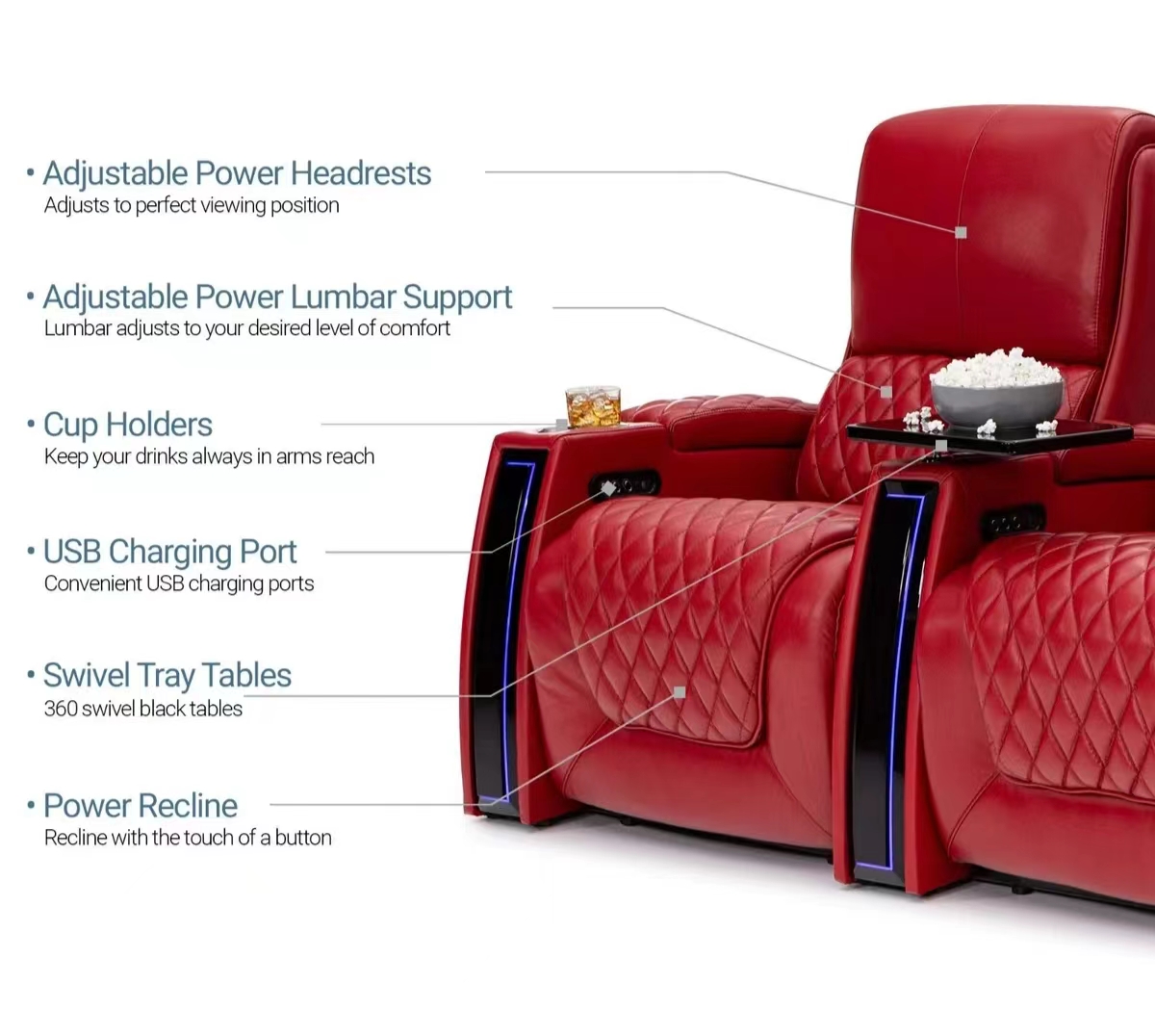 เก้าอี้โรงหนังปรับเอนไฟฟ้าหุ้ม - Home Cinema Recliners บทวิจารณ์และราคา