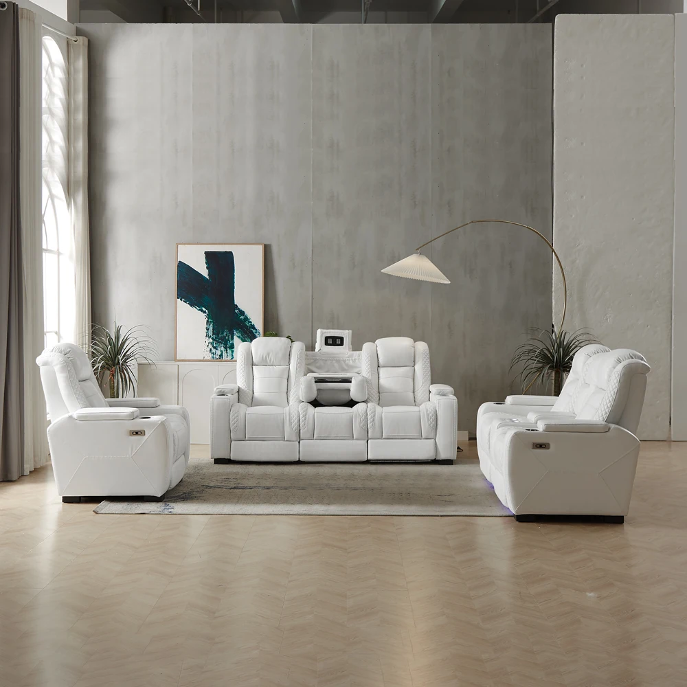 โซฟาหนังสีขาวปรับเอนไฟฟ้าสุดหร - Home Cinema Recliners บทวิจารณ์และราคา