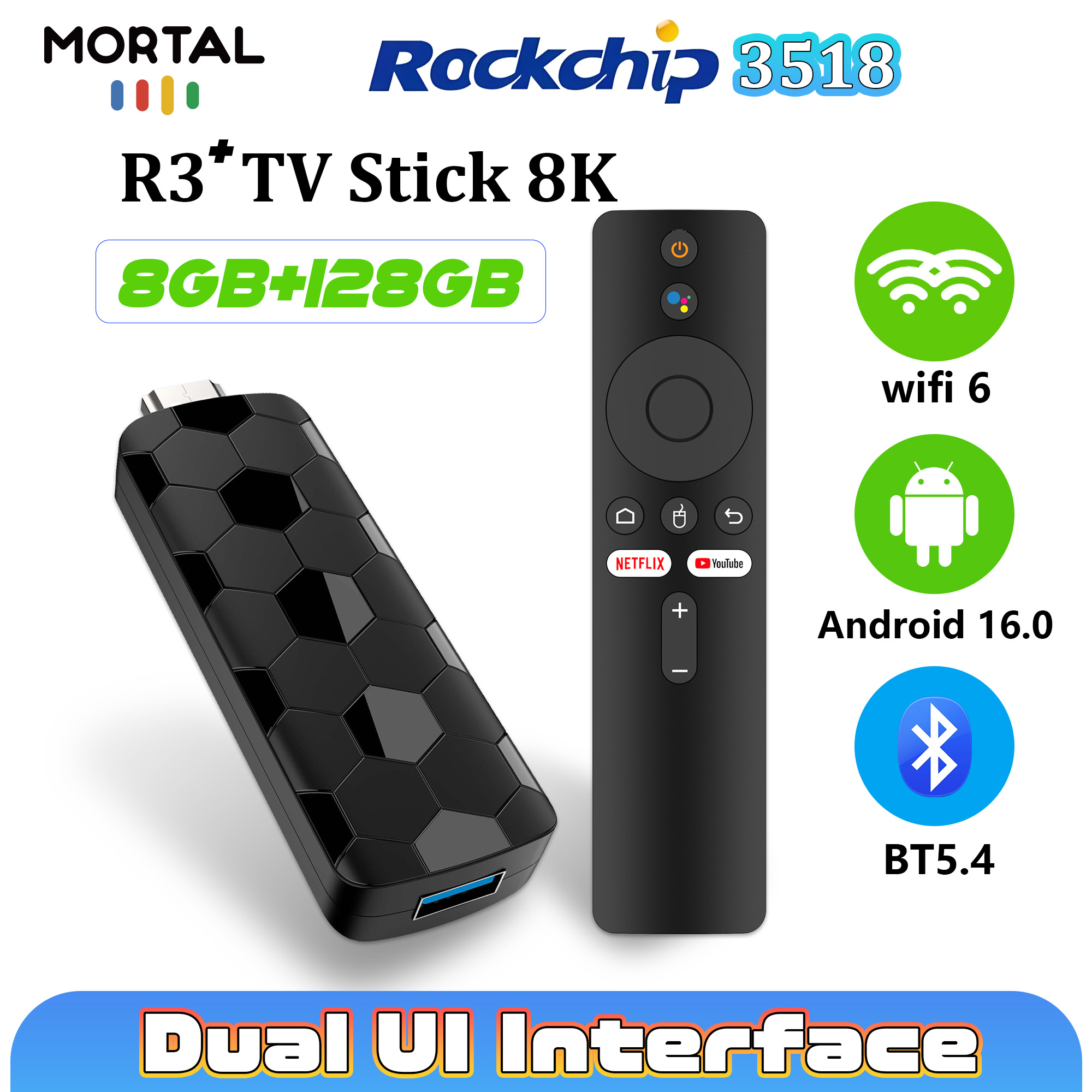 Mortal R3+ TV Stick Android 16 - Home Cinema App บทวิจารณ์และราคา
