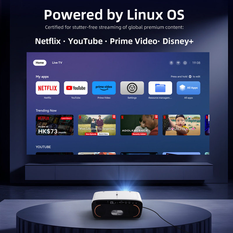 โปรเจคเตอร์พกพา Native 1080P 1 - Netflix Home Cinema บทวิจารณ์และราคา