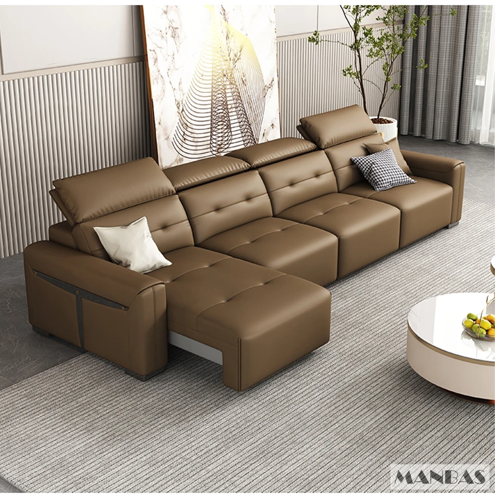 เตียงโซฟาไฟฟ้าแบบปรับได้หนังแท - Home Cinema Room บทวิจารณ์และราคา