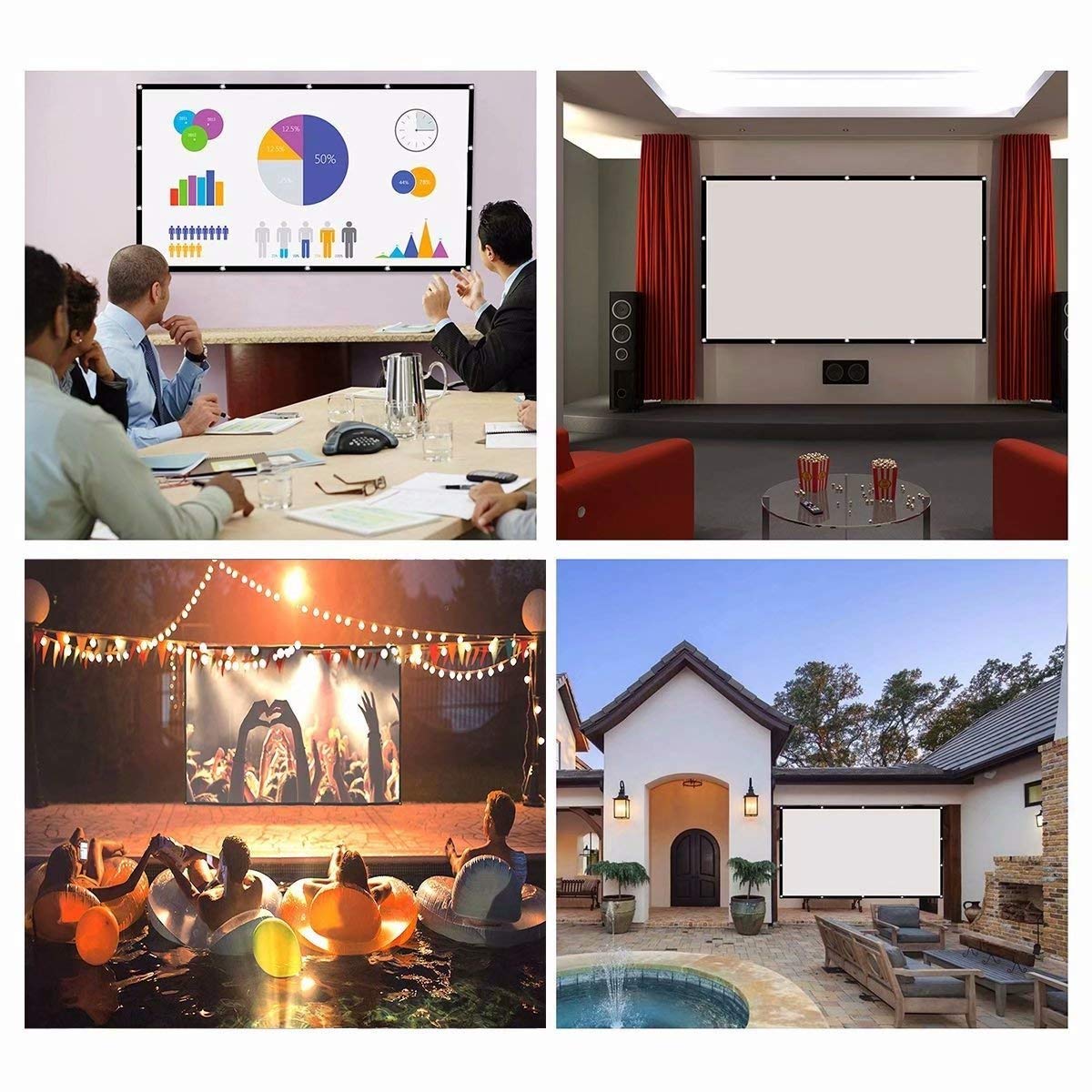 60 84 100 120 150 นิ้วโปรเจคเต - Home Cinema Blanc บทวิจารณ์และราคา